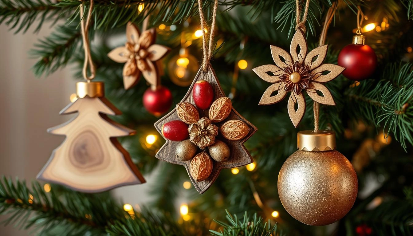 Elegant DIY Christmas tree ornaments made from natural materials