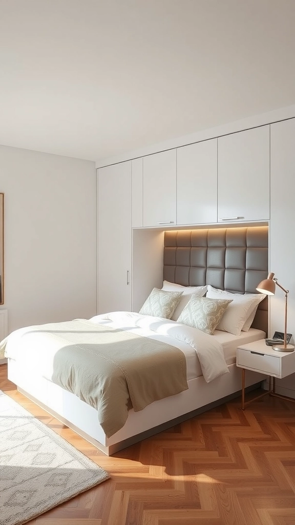 Modern bedroom Trends with multipurpose furniture including a bed with storage and stylish nightstands.