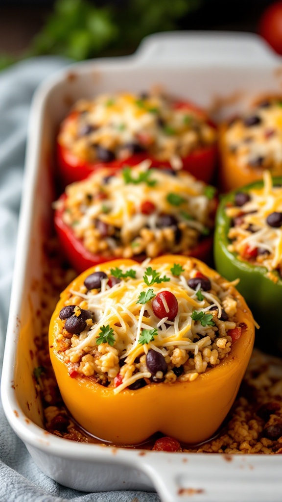 Colorful stuffed bell peppers filled with a savory mixture