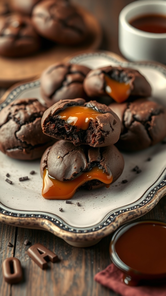 Delicious caramel stuffed chocolate cookies