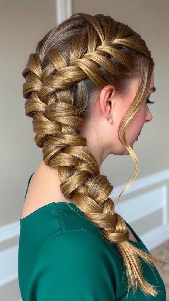 A close-up of a beautiful lace braid hairstyle