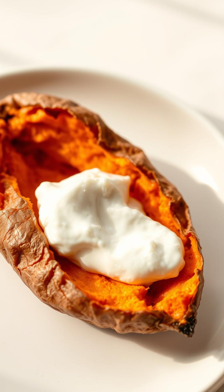 Easy Baked Sweet Potato with Greek Yogurt Recipe