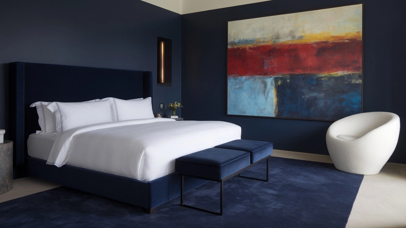Stunning Navy Blue Bedroom