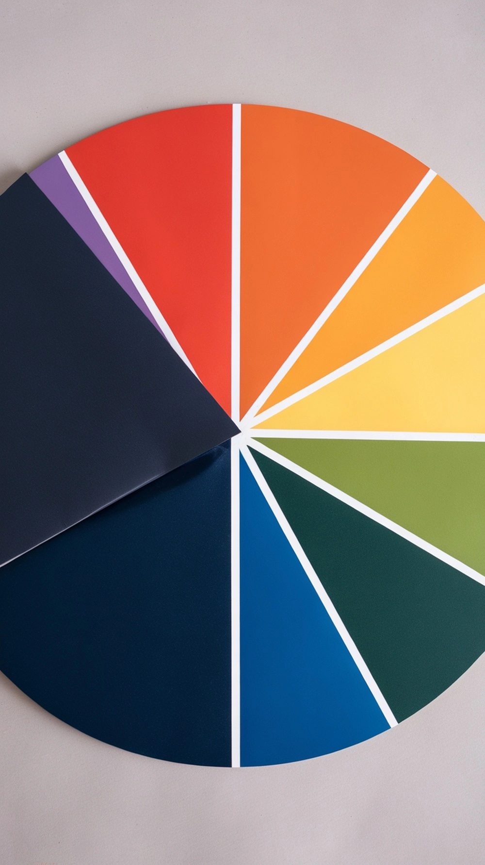 Color wheel showing navy blue and complementary color pairings