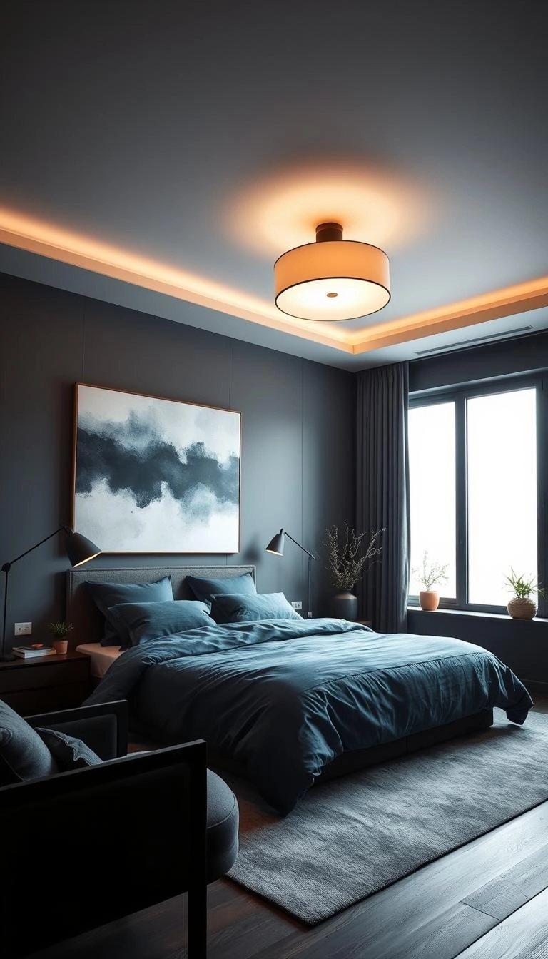 dark blue grey bedroom