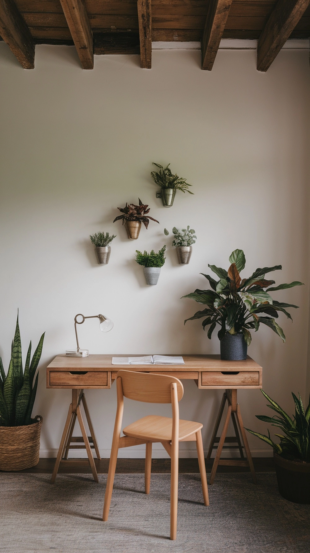farmhouse office decor work spaces with plants