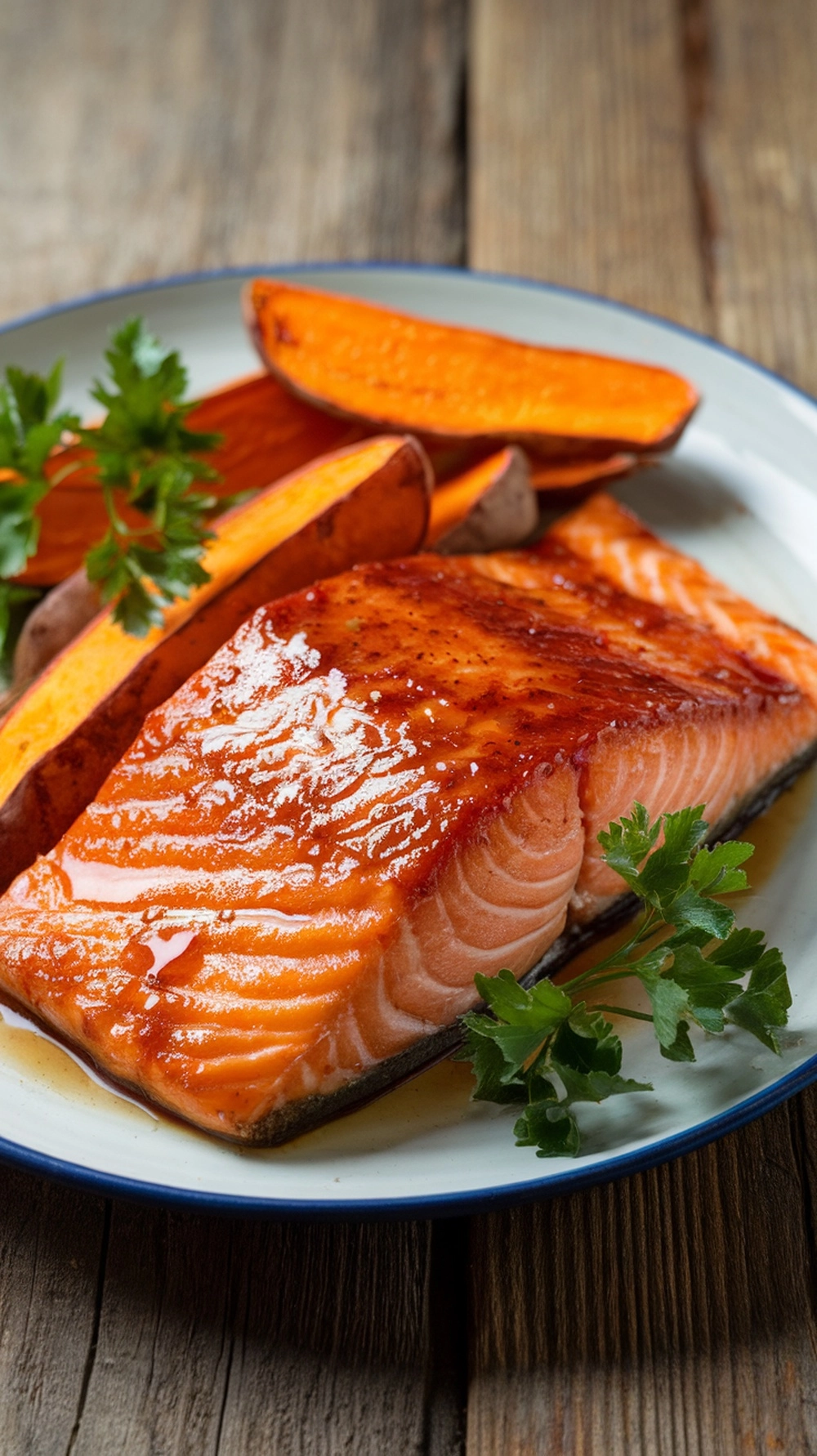 Maple Glazed Salmon with Roasted Sweet Potatoes 1 Maple Glazed Salmon with Roasted Sweet Potatoes
