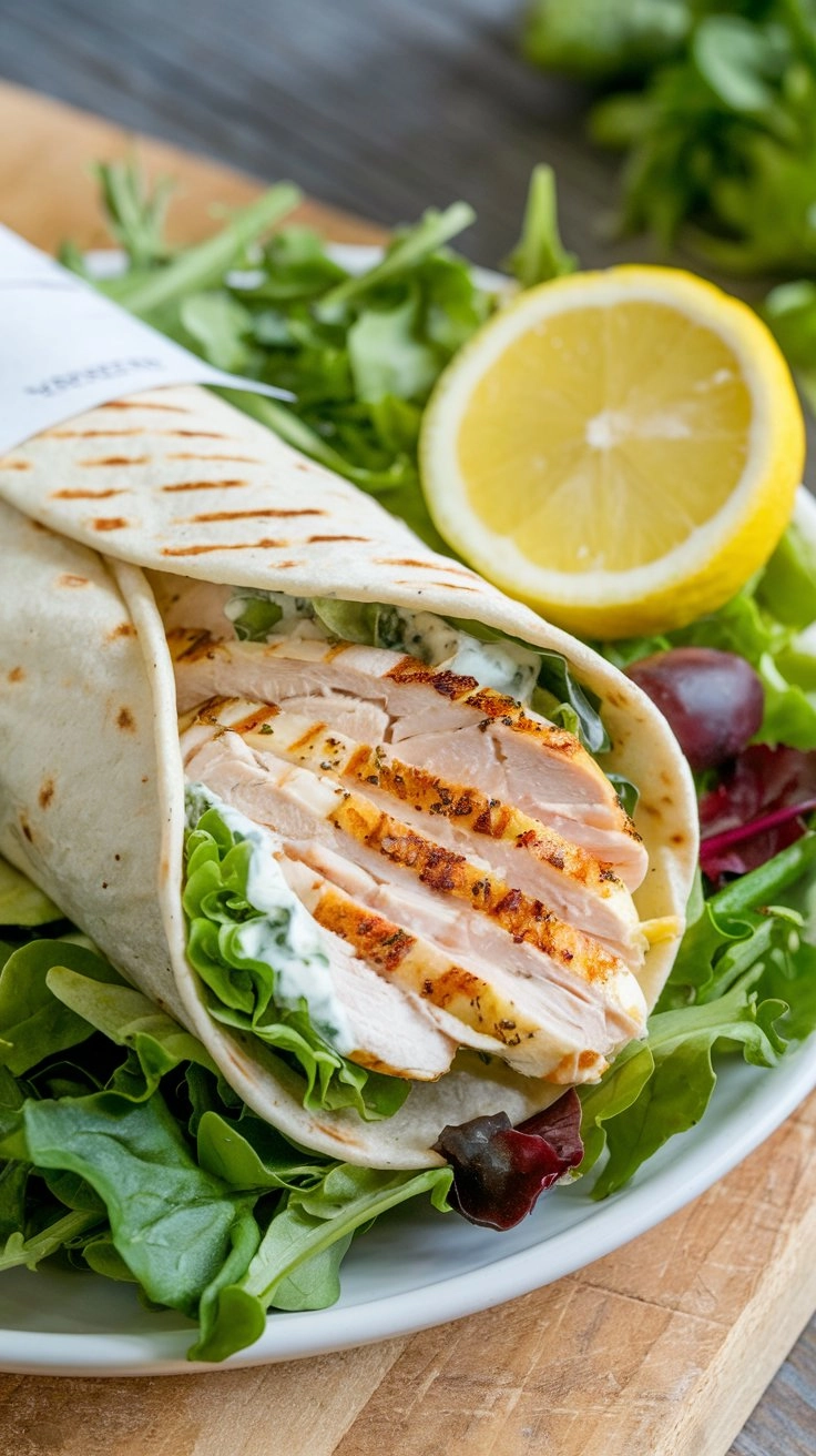 Summer healthy lunch ideas with chicken Caesar wrap