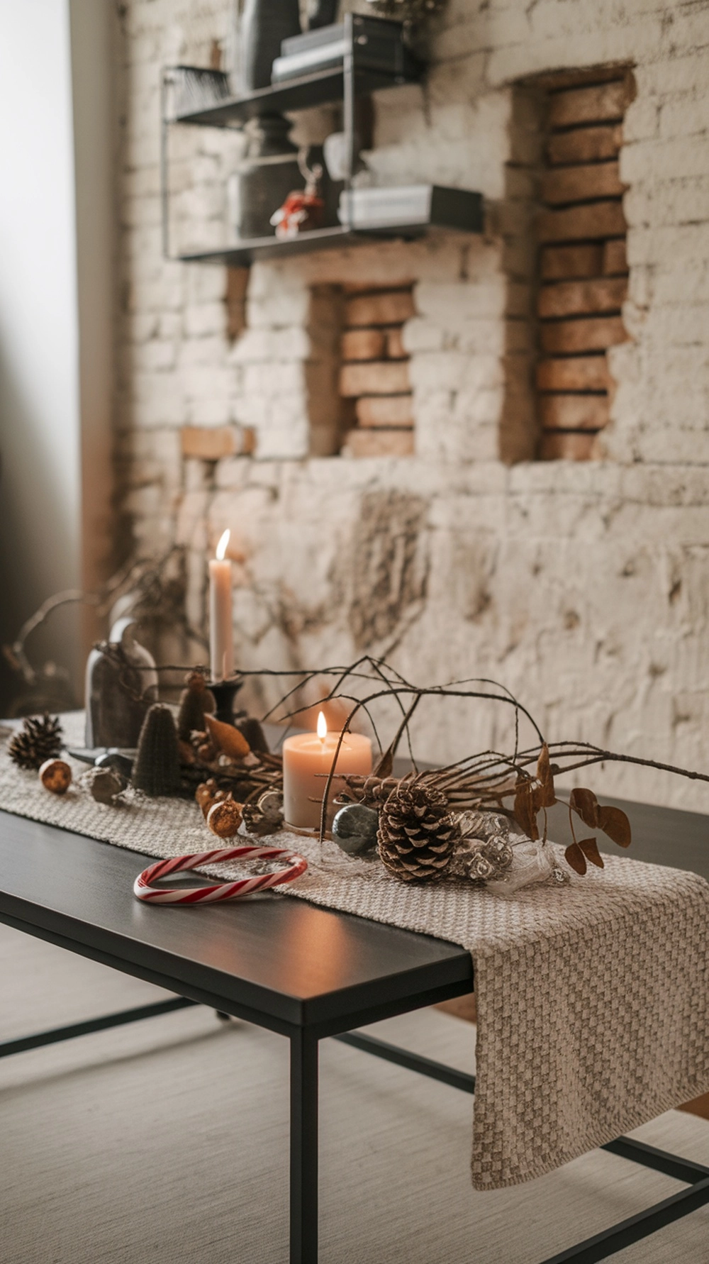 17 Cozy Coffee Table Fall Decor Ideas to Warm Your Home 18 A cozy coffee table setup featuring a family photo, a monogrammed pillow, and a matching coaster, set against a backdrop of fall foliage.