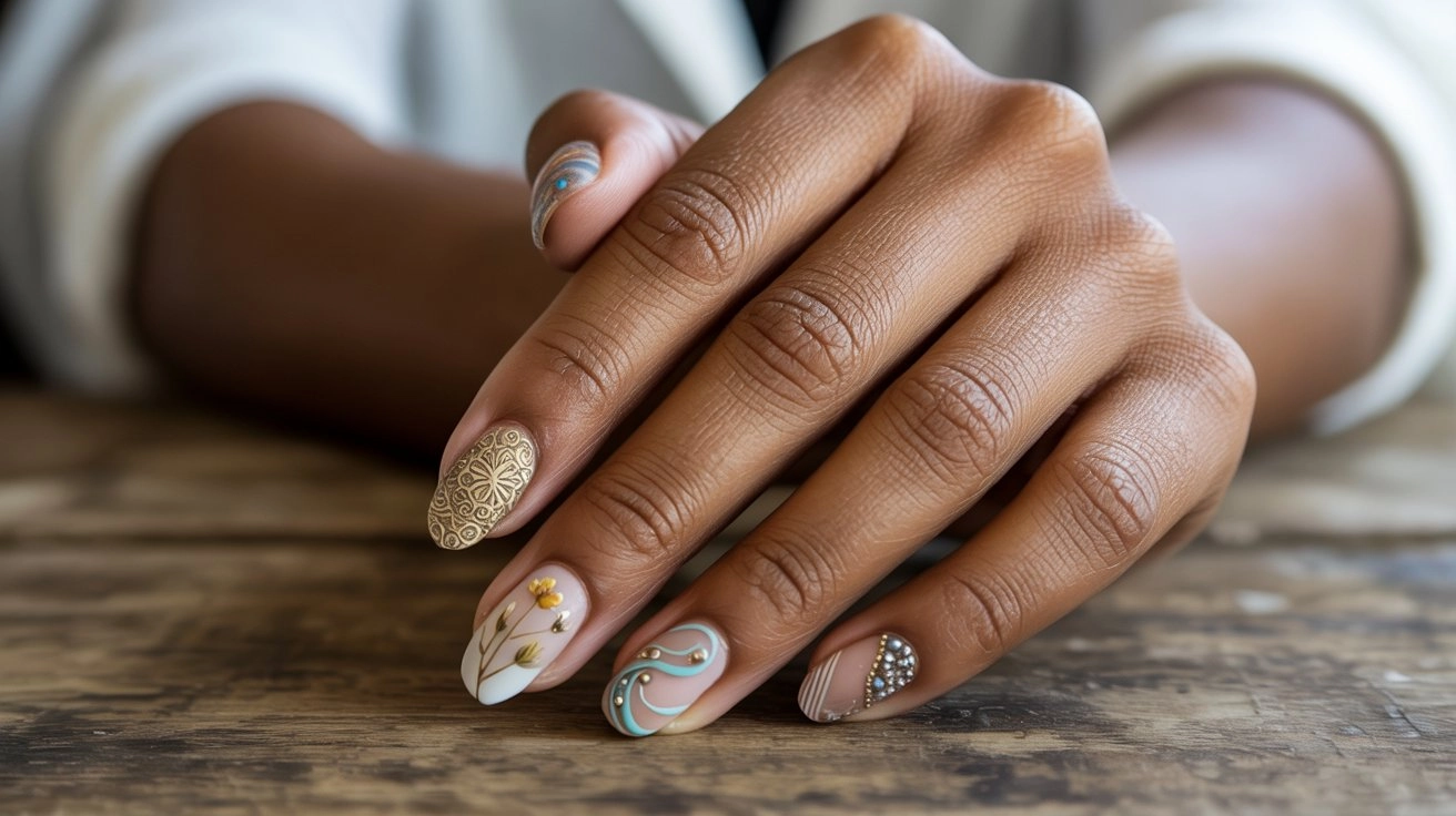 16 Cute Boho Nail Ideas You’ll Love 1 Cute boho nail ideas with earthy tones, chic patterns, and trendy designs you’ll love.