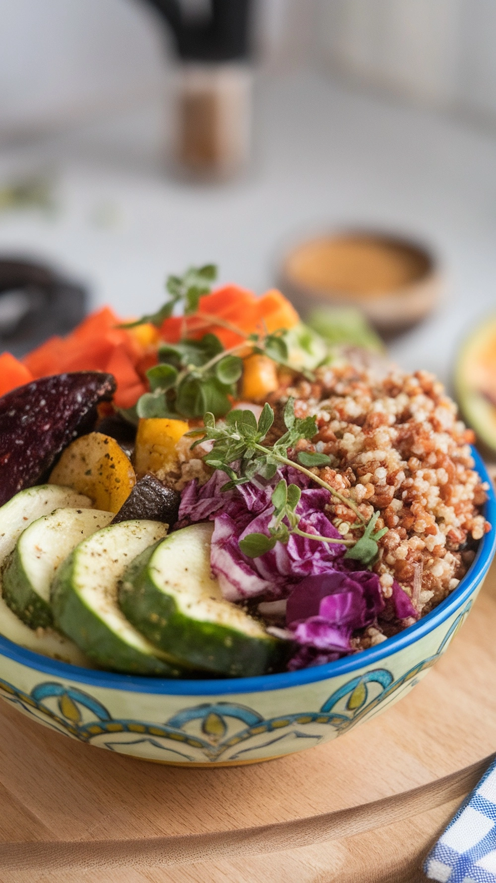 18 Easy and Delicious Fall Dinner Ideas for Cozy Nights 12 A colorful harvest grain bowl filled with roasted vegetables and grains.