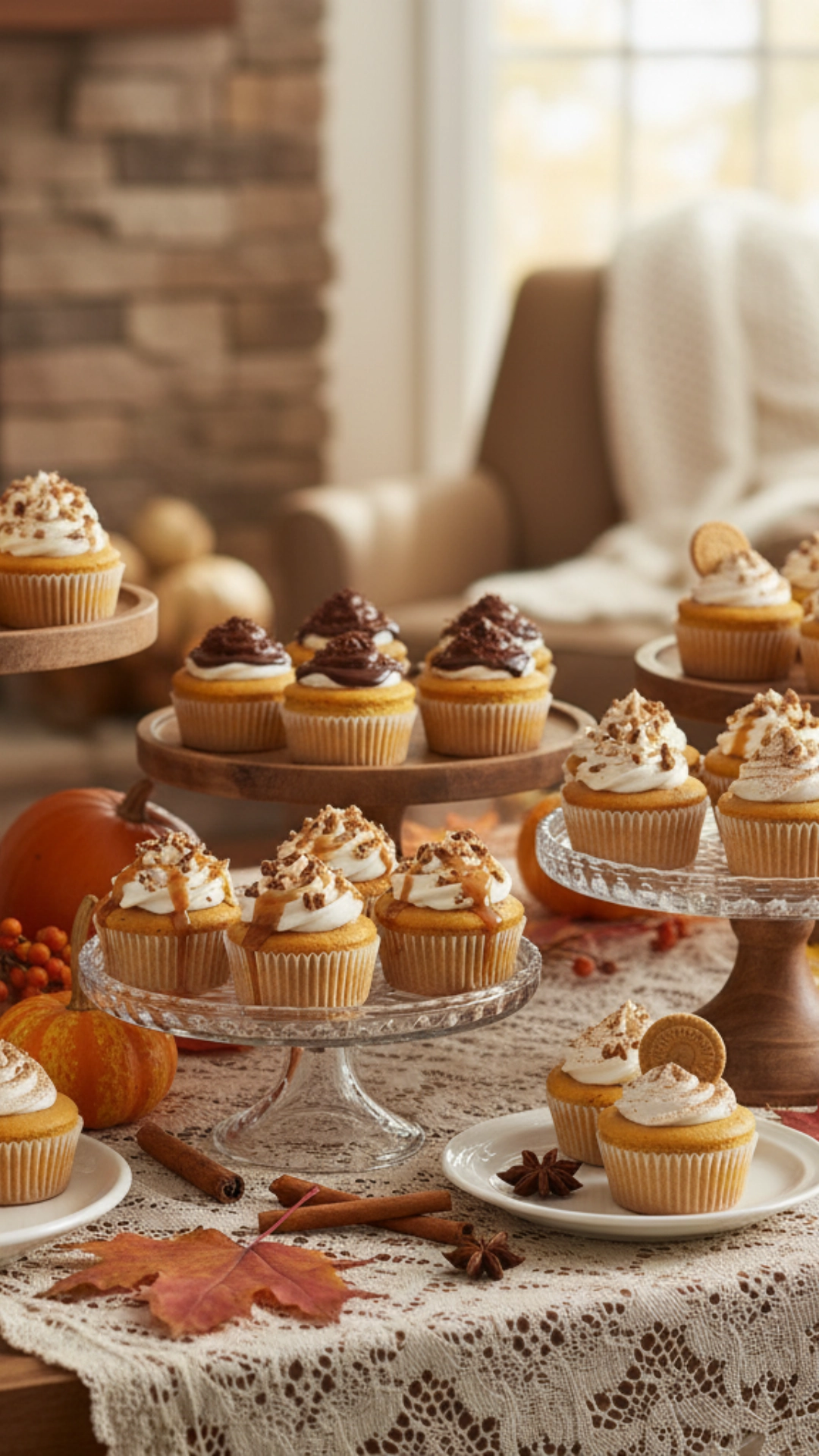 Three variations of Mini Pumpkin Cheesecakes side by side