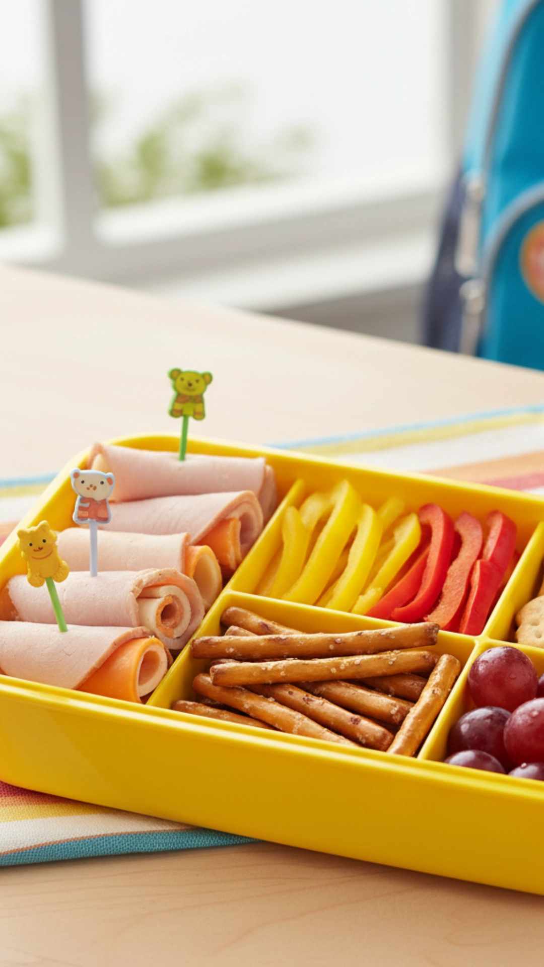 Creative and Healthy School Lunch Ideas for Kids 17 A creative bento box with turkey and cheese