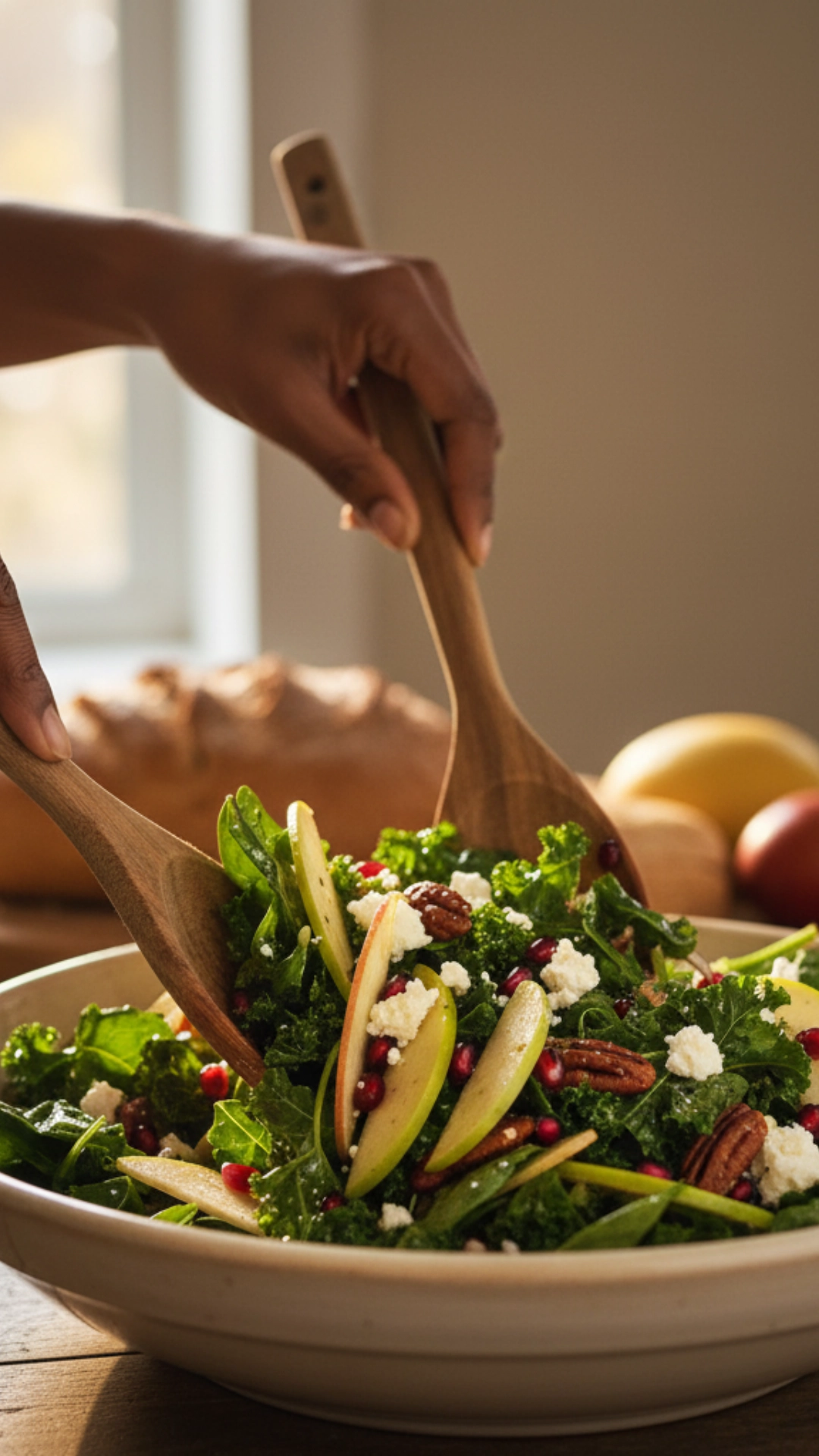 18 Amazing Healthy Thanksgiving Recipes to Try Now 14 Tossing a colorful autumn salad with apples and pomegranate seeds.