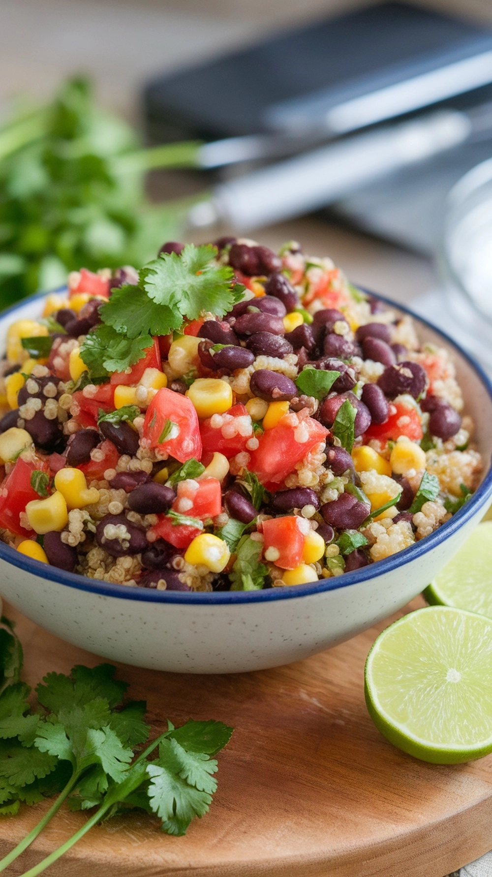 10 High Fiber Dinner Recipes for a Healthier You 9 A colorful bowl of Black Bean and Quinoa Salad with fresh ingredients.