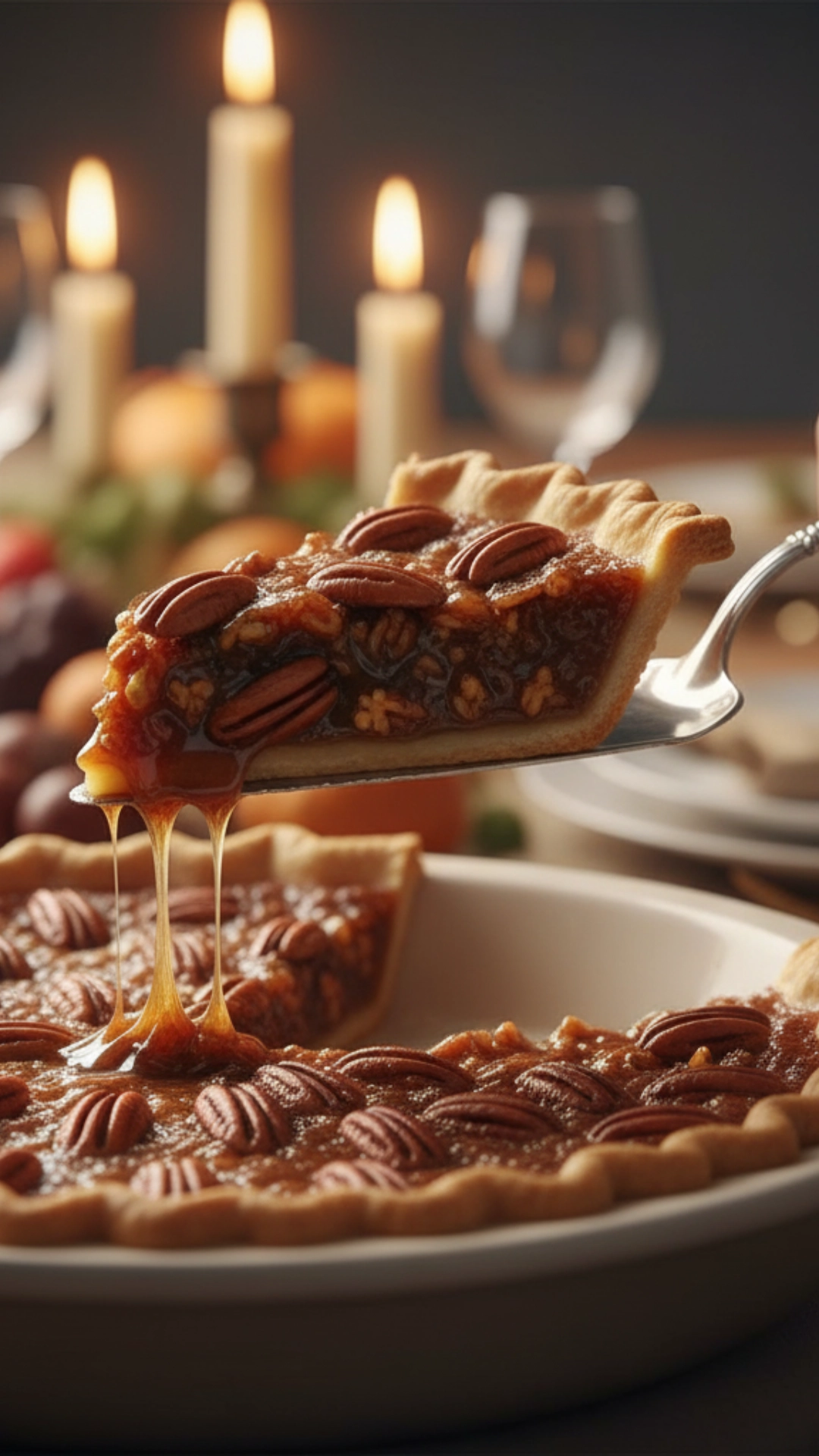 10 Classic Southern Thanksgiving Dishes You’ll Love 10 A hand uses a pie server to lift a perfect slice of gooey Southern pecan pie from the dish.