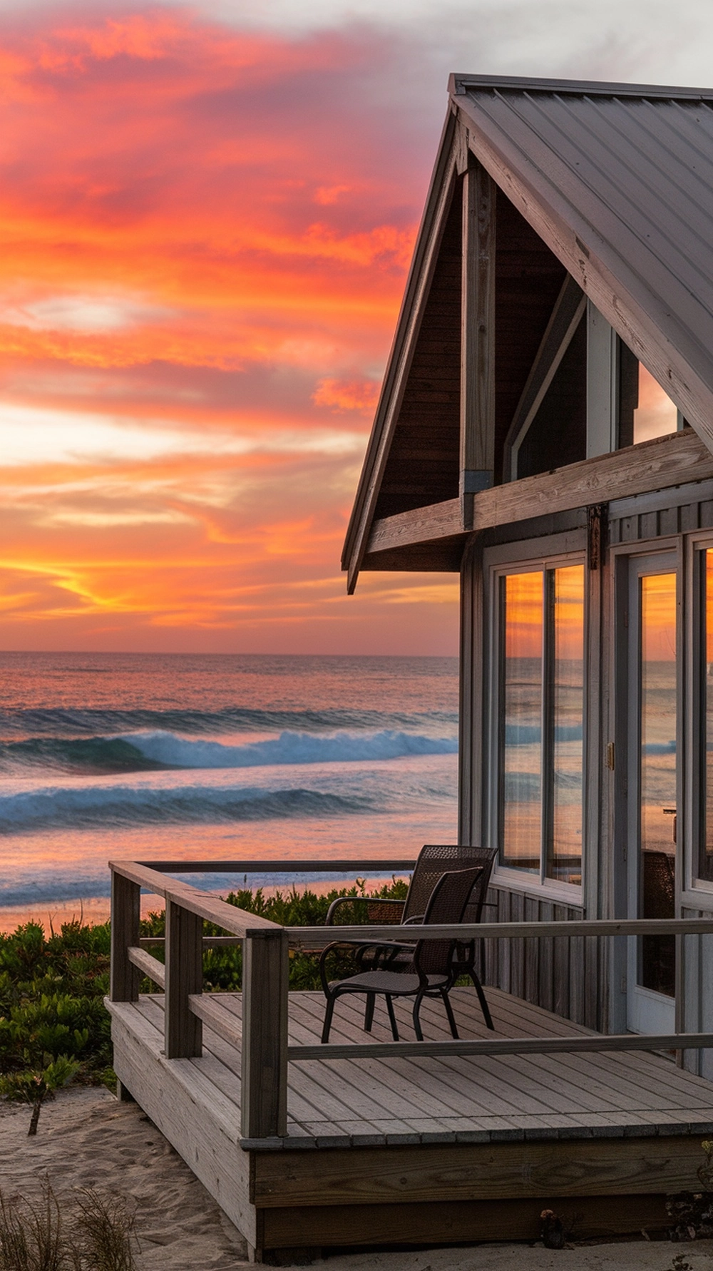 10 Cozy Cabin Trip Ideas for Your Next Adventure 6 A cozy coastal cabin with a beautiful sunset view over the ocean.