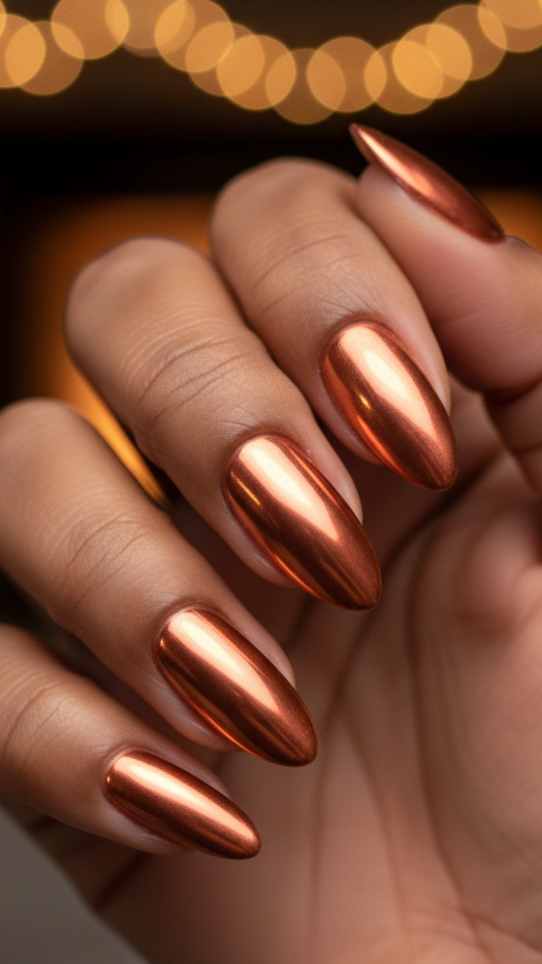 25 Jaw-Dropping Fall Nail Ideas You Must Try 14 Stunning, highly reflective metallic copper chrome nails.