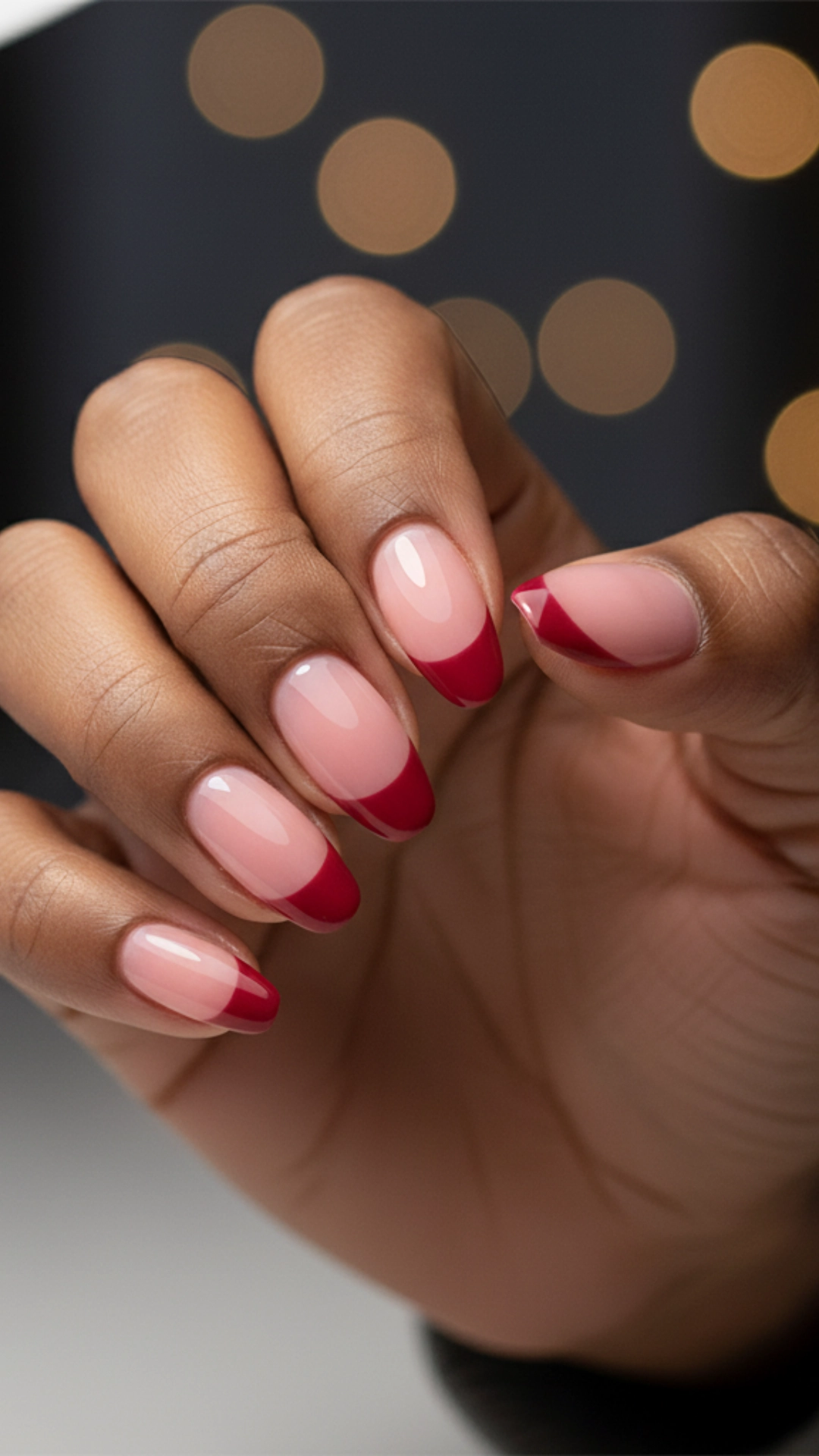 25 Jaw-Dropping Fall Nail Ideas You Must Try 21 A modern French manicure with a sheer pink base and bright cranberry red tips.