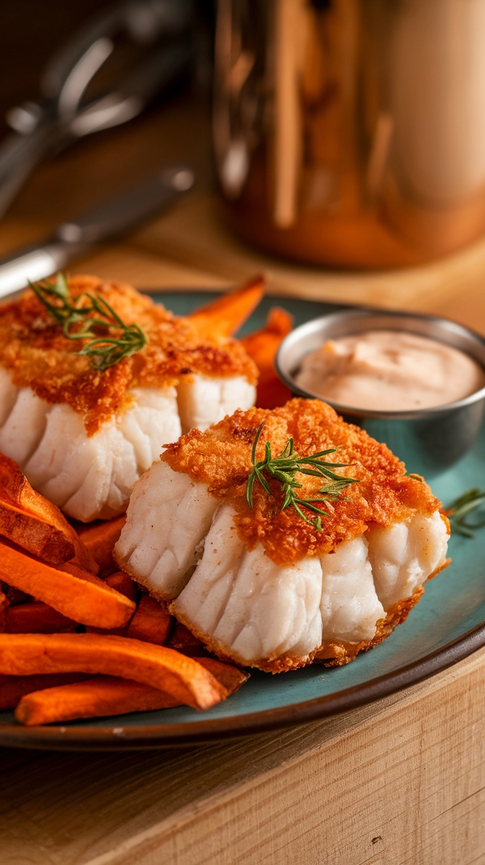 14 Quick Fall Dinner Ideas For Busy Nights 14 Crispy baked cod served with sweet potato fries and a dipping sauce
