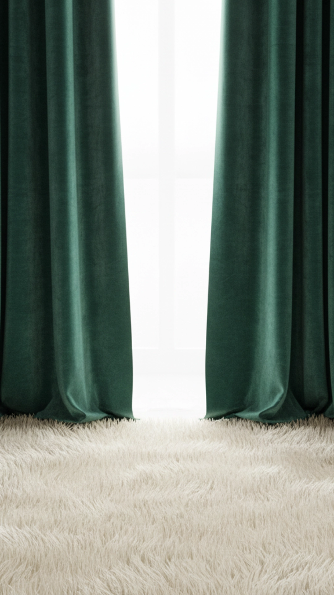 17 Cozy Living Room Decor Ideas for a Warm Winter 3 Heavy olive green velvet curtains next to a cold, frosty window, demonstrating a cozy living room decor idea.