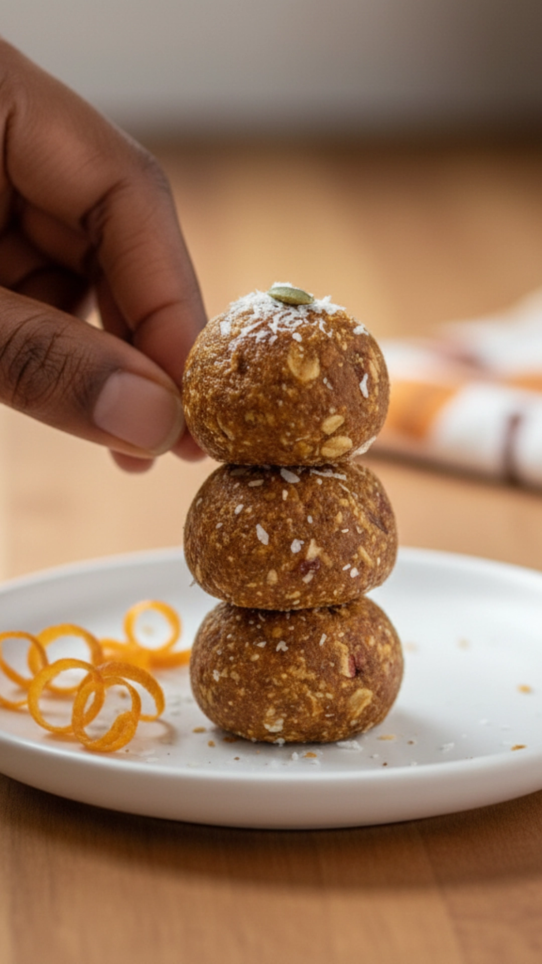 18 Amazing Healthy Thanksgiving Recipes to Try Now 19 A stack of no-bake pumpkin spice energy balls.