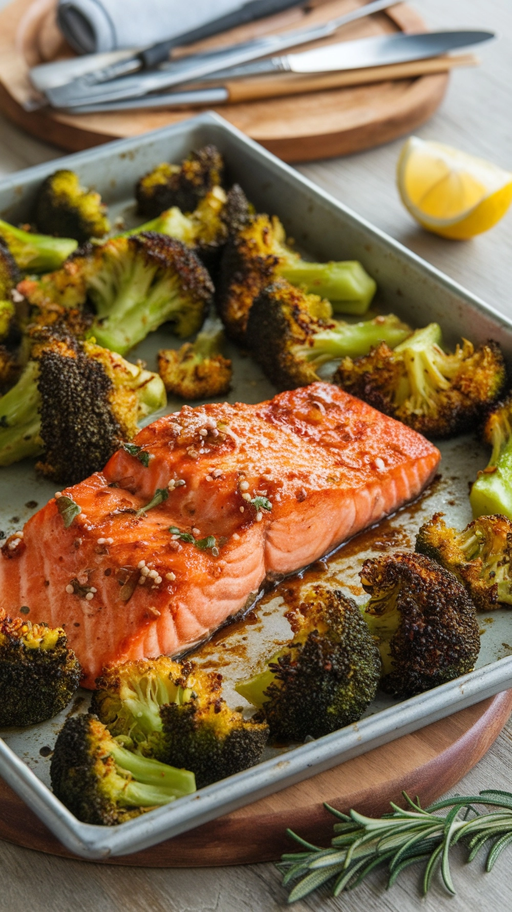 14 Quick Fall Dinner Ideas For Busy Nights 9 Sheet pan with teriyaki salmon fillet and roasted broccoli