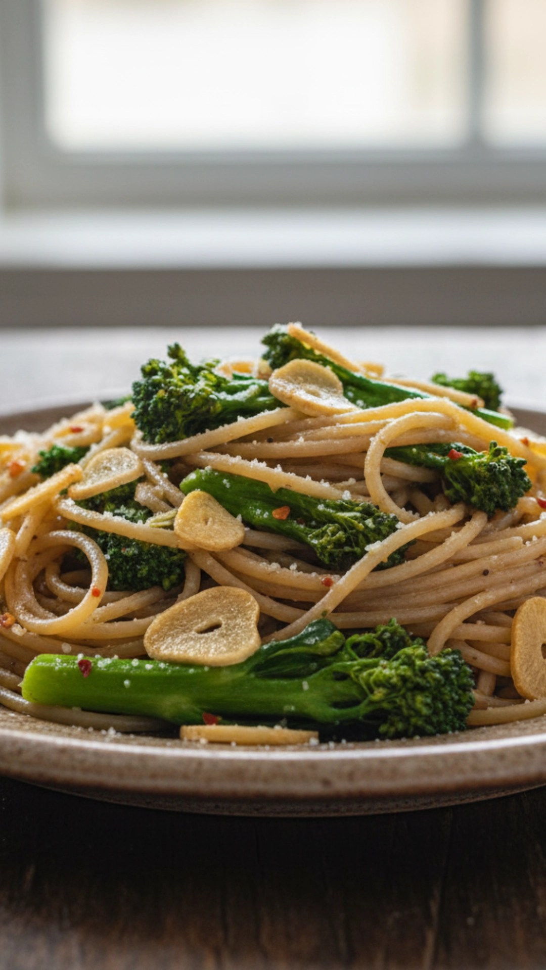 15 Delicious High Fiber Meals to Keep You Full 14 Whole wheat pasta with broccoli rabe and garlic on a rustic plate.