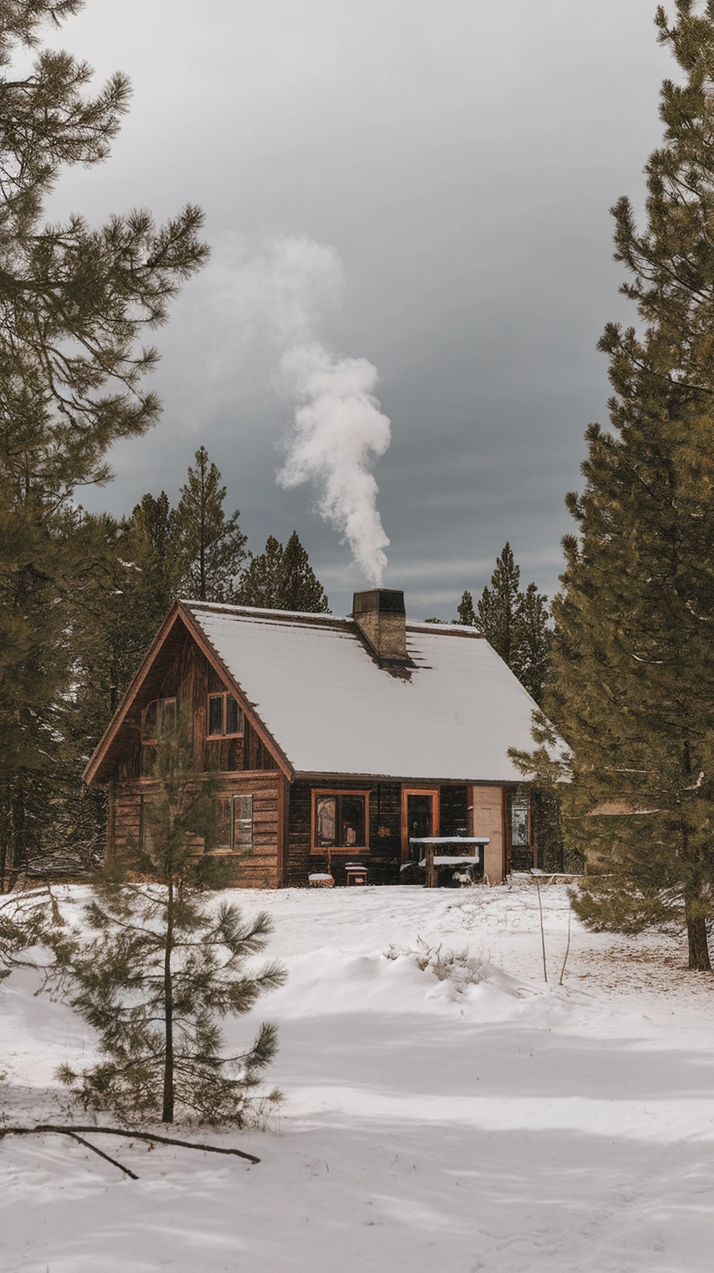 10 Cozy Cabin Trip Ideas for Your Next Adventure 9 A cozy cabin in a snowy landscape with smoke coming from the chimney.