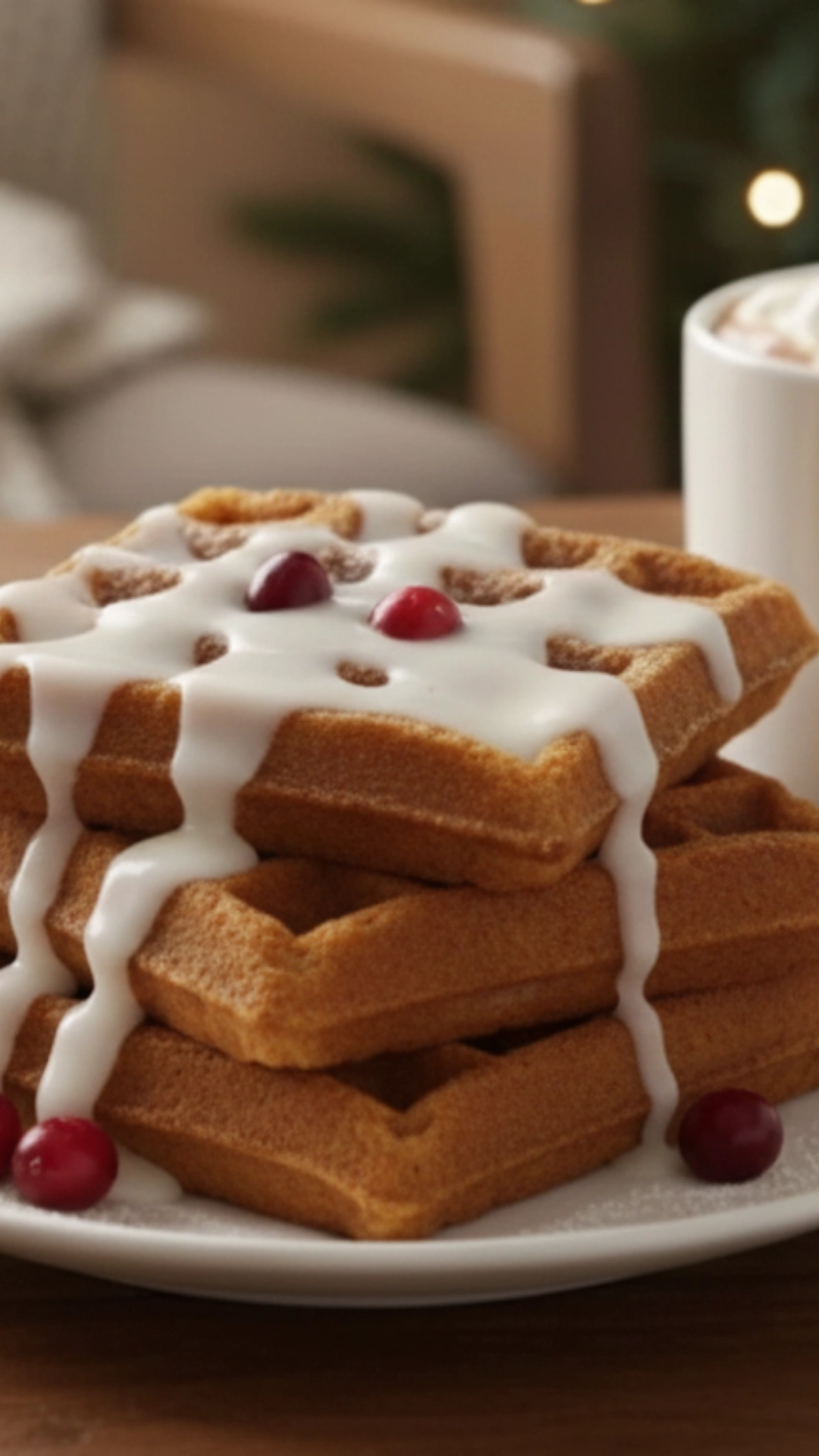Gingerbread Waffles with a glaze of lemon