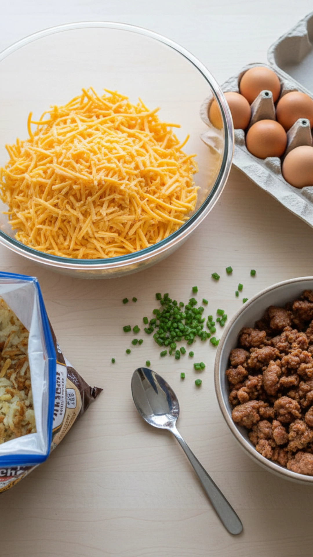 The Best Slow Cooker Breakfast Casserole 2 Simple ingredients for slow cooker breakfast casserole laid out.