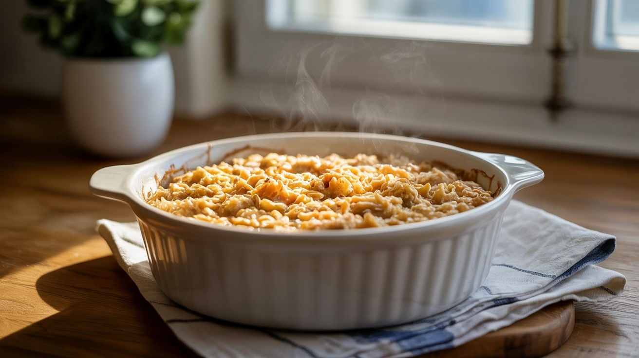 A fresh dish of apple cinnamon baked oatmeal