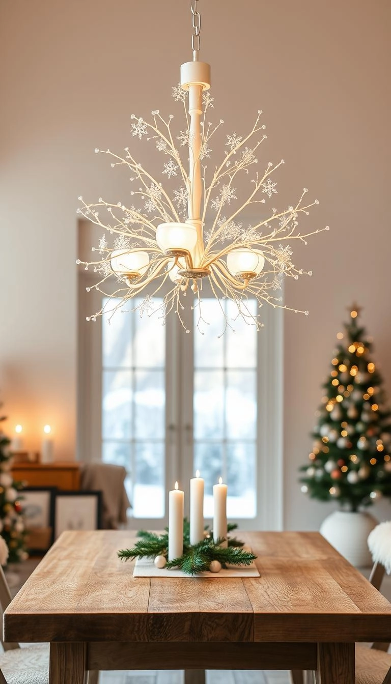 20 Festive Christmas Chandelier Decorating Ideas 7 White Christmas chandelier