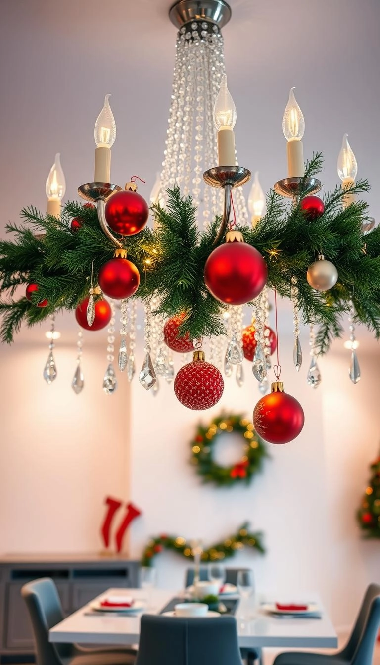 20 Festive Christmas Chandelier Decorating Ideas 16 Modern Christmas chandelier