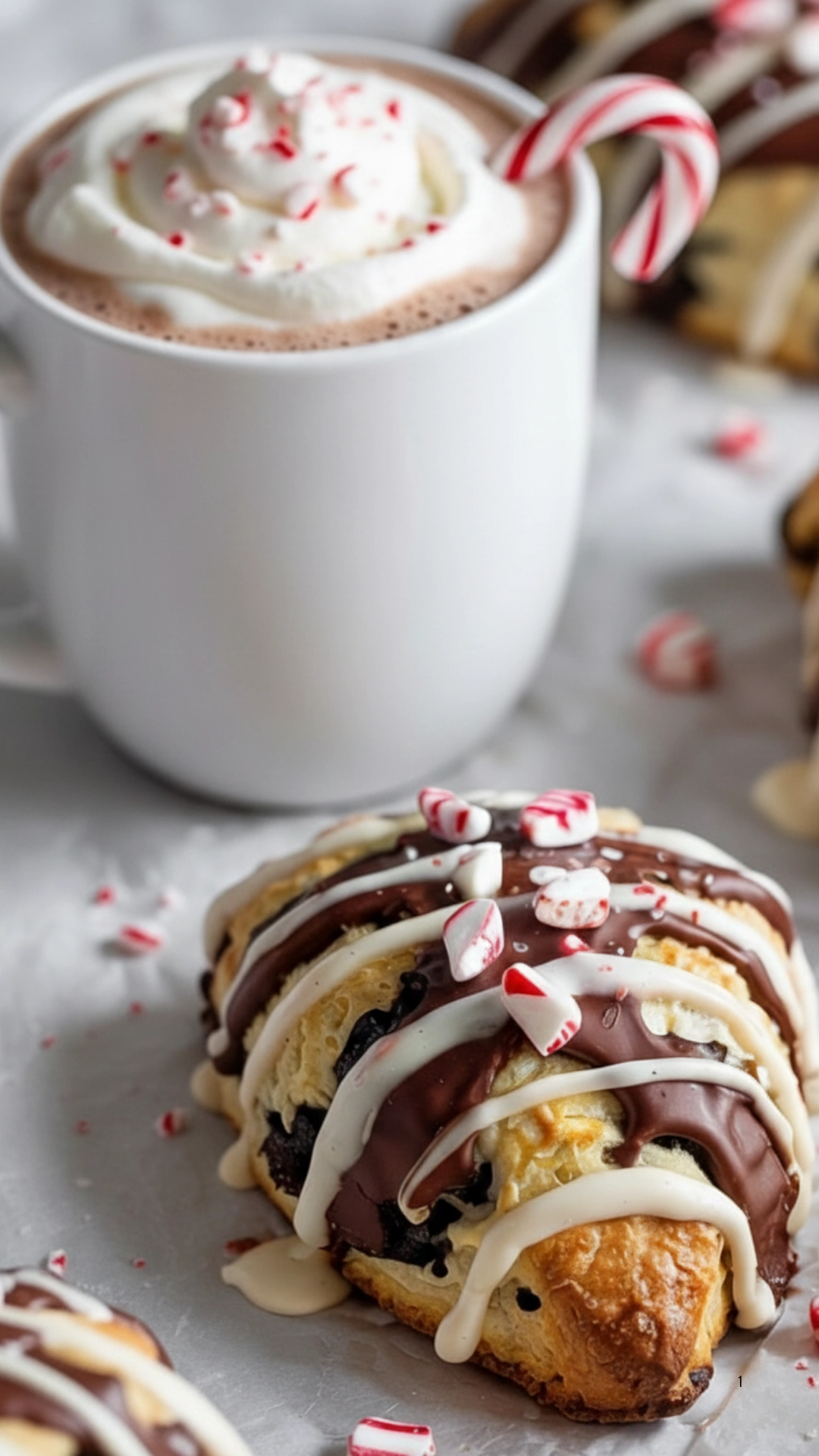Irresistible Peppermint Chocolate Chip Scones Recipe 2 Scone served next to a mug of hot cocoa.