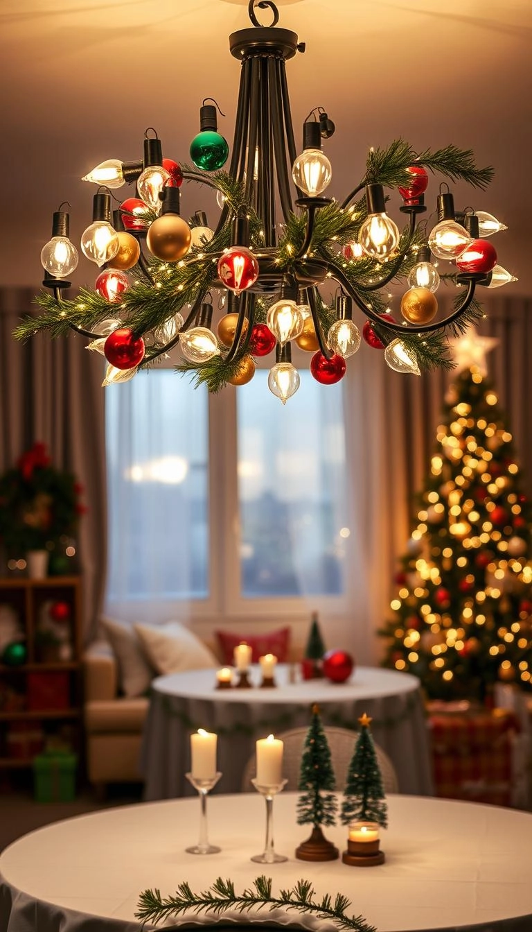 20 Festive Christmas Chandelier Decorating Ideas 15 Budget Christmas chandelier