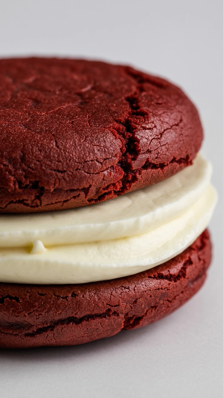 10 Pretty Valentine Cookies Decorated for Your Party 11 Red velvet cookie sandwich with thick cream cheese filling.