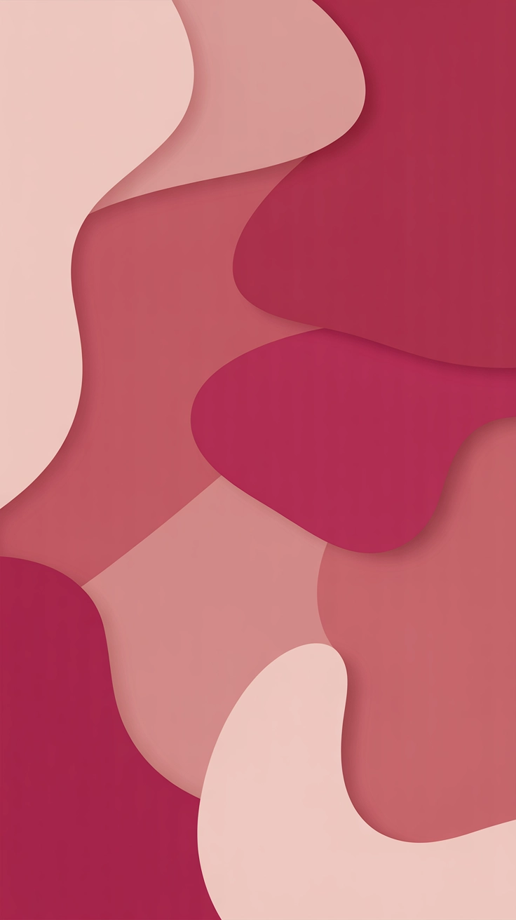 Modern abstract art featuring wavy blobs and organic shapes in various shades of pink.