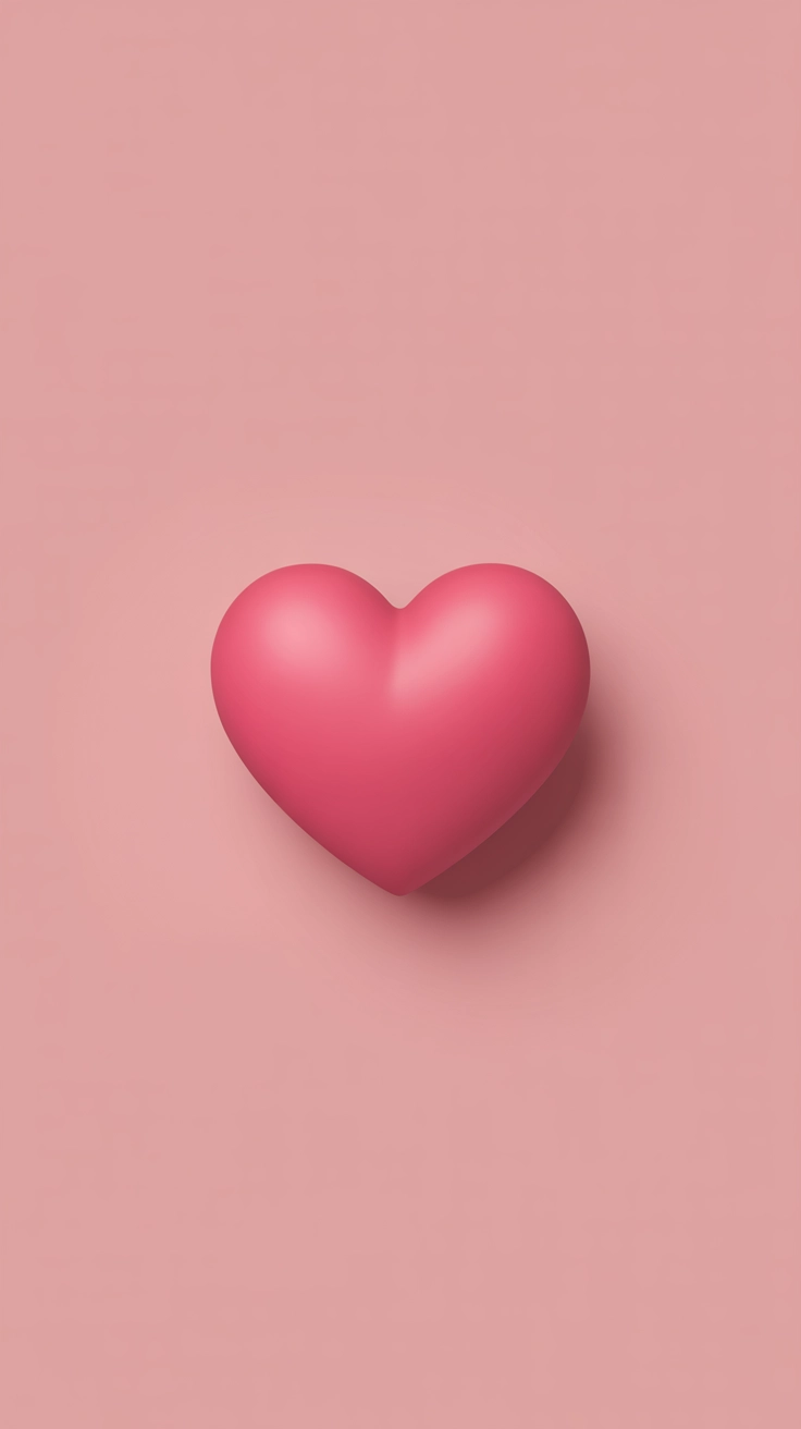 A vertical phone wallpaper with a solid light pink background and a single soft pink heart in the center.