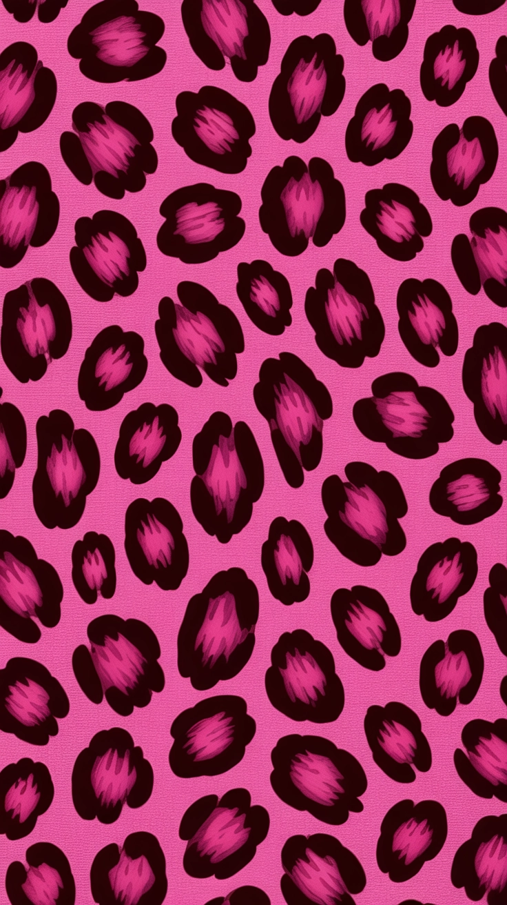 A bold and fun cheetah animal print in shades of hot pink and light rose.