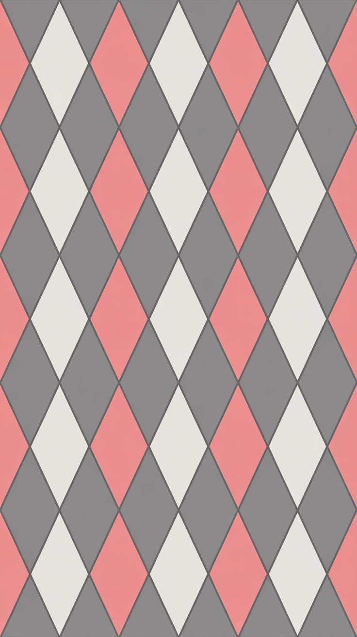 A clean and preppy diamond-shaped argyle pattern in rose and blush pink.