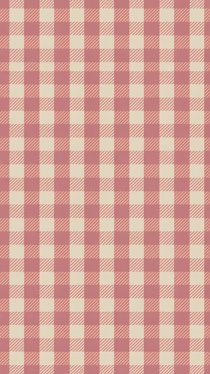 A classic pink and white checkered gingham pattern for a cozy aesthetic.