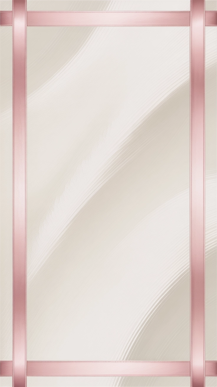 A simple pink ribbon border around the edges of a clean white screen.