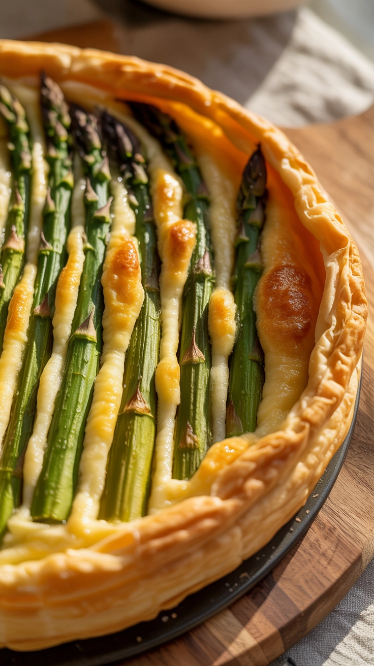 Flaky asparagus and Gruyere cheese tart.