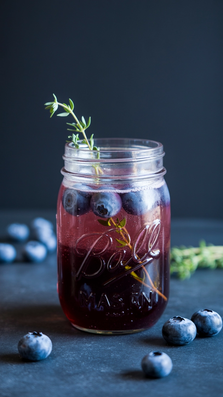 10 Refreshing Spring Drink Recipes Everyone Will Love 11 Purple blueberry drink with herbs.