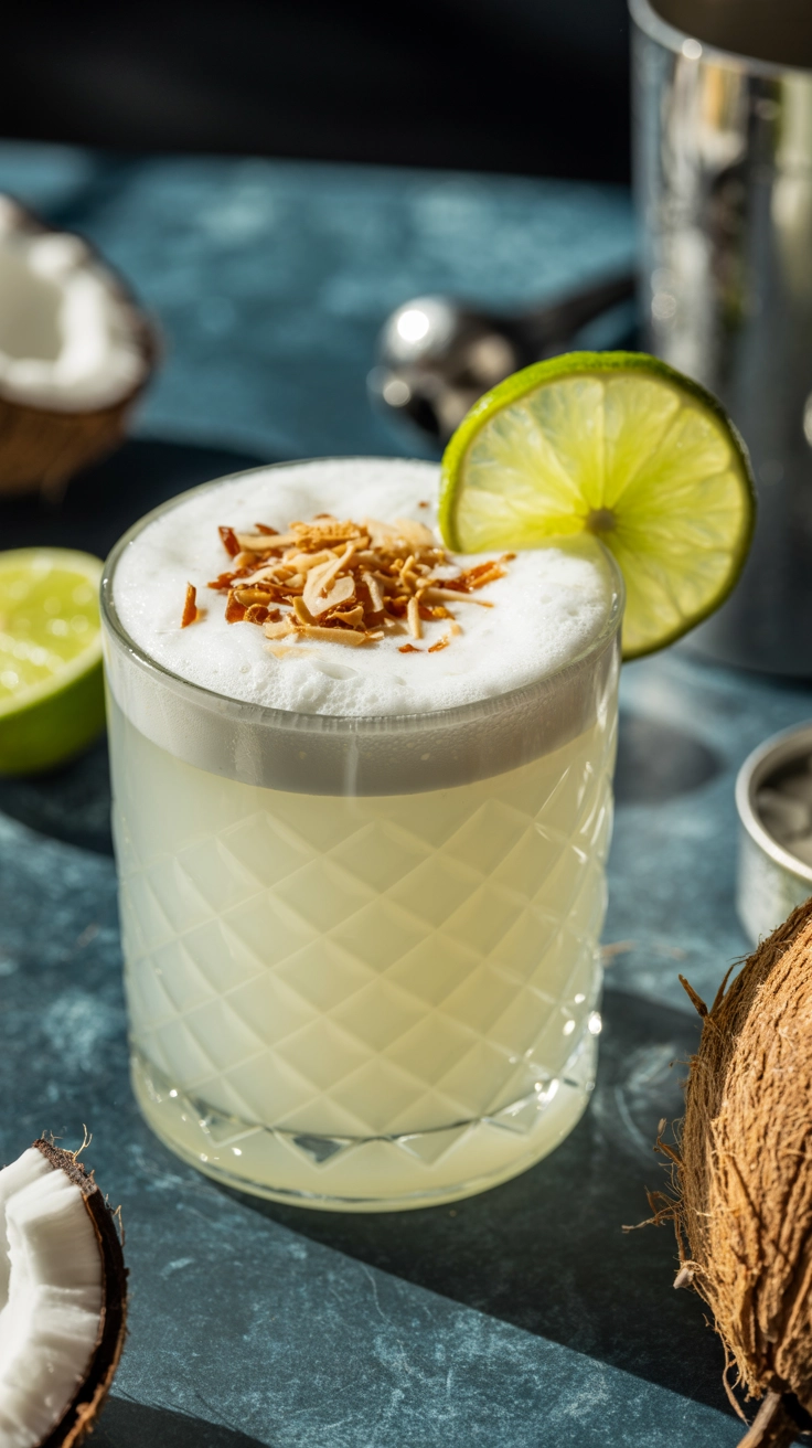 10 Refreshing Spring Drink Recipes Everyone Will Love 9 Frothy white coconut drink with lime.