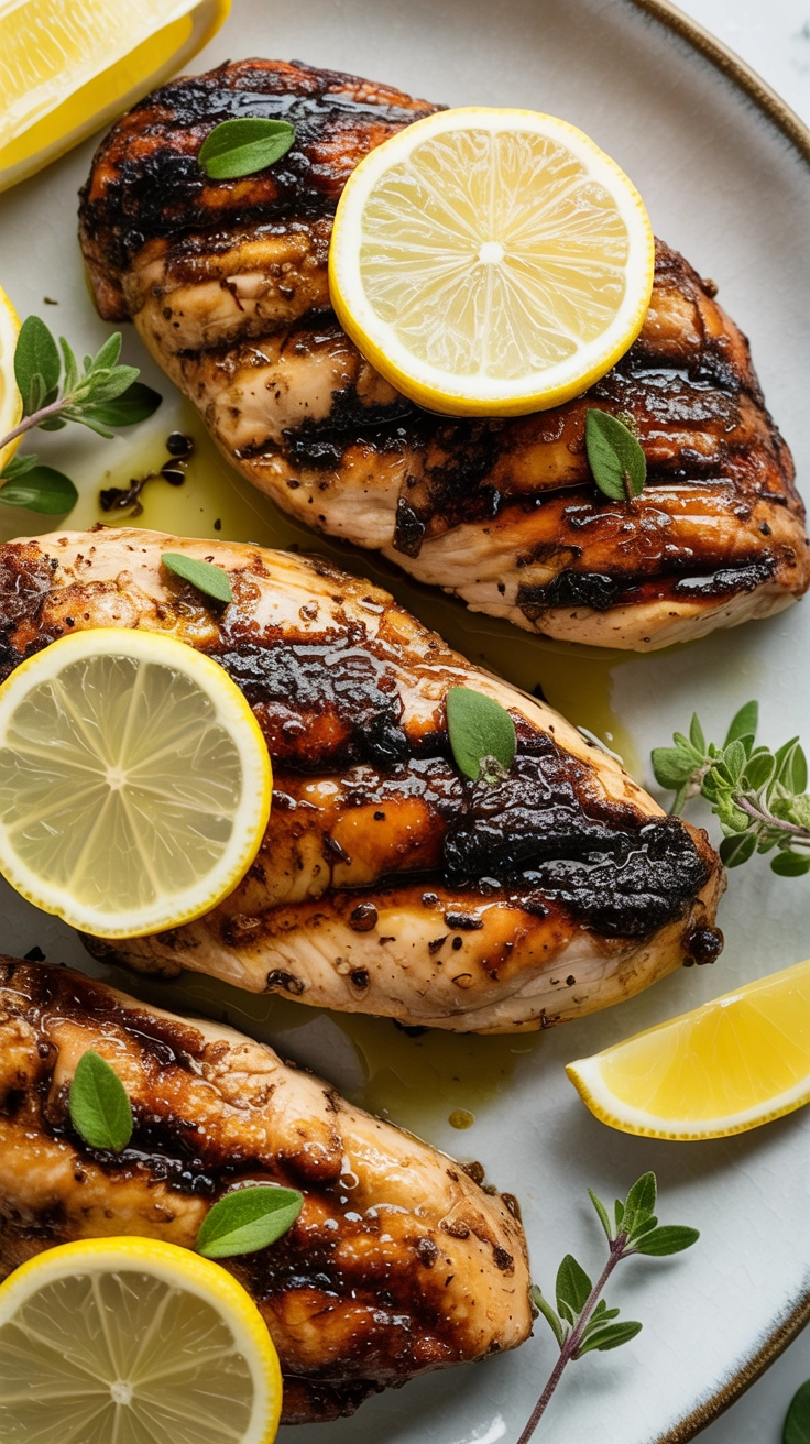 Grilled chicken paillard with lemon and herbs.
