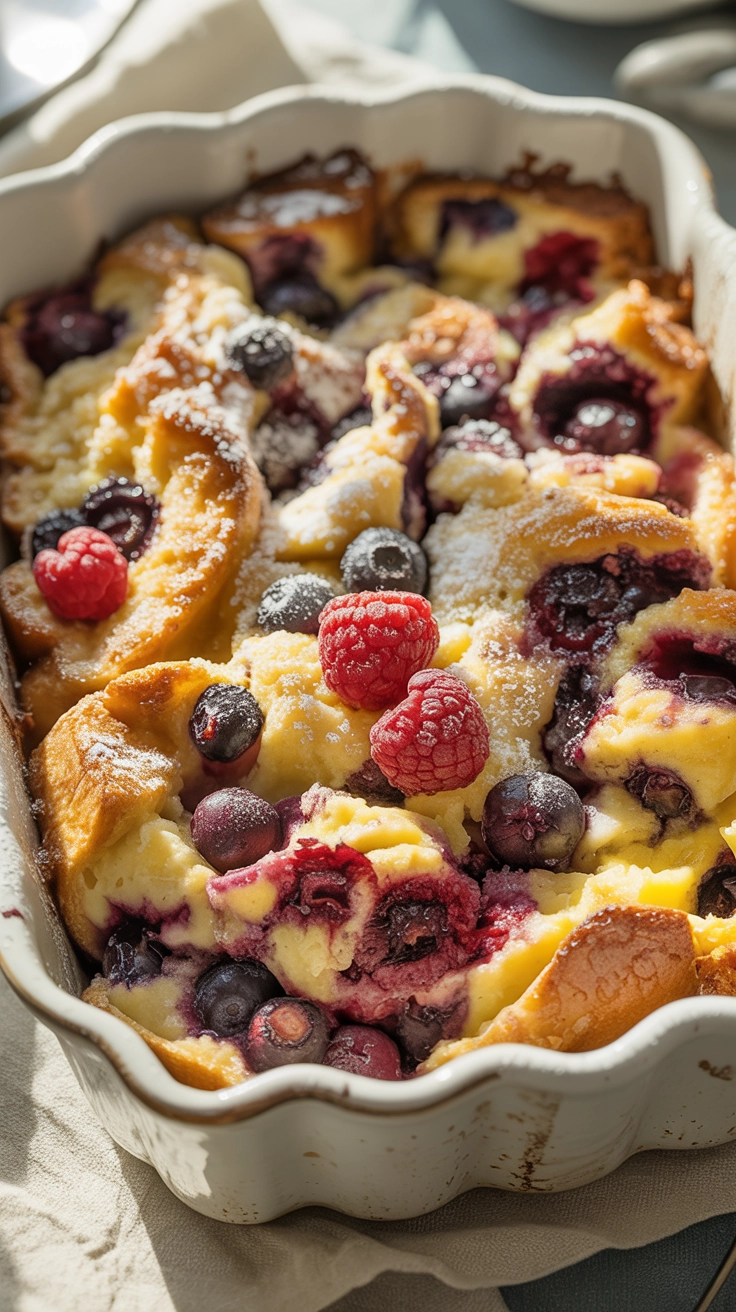 Make-ahead berry French toast casserole.