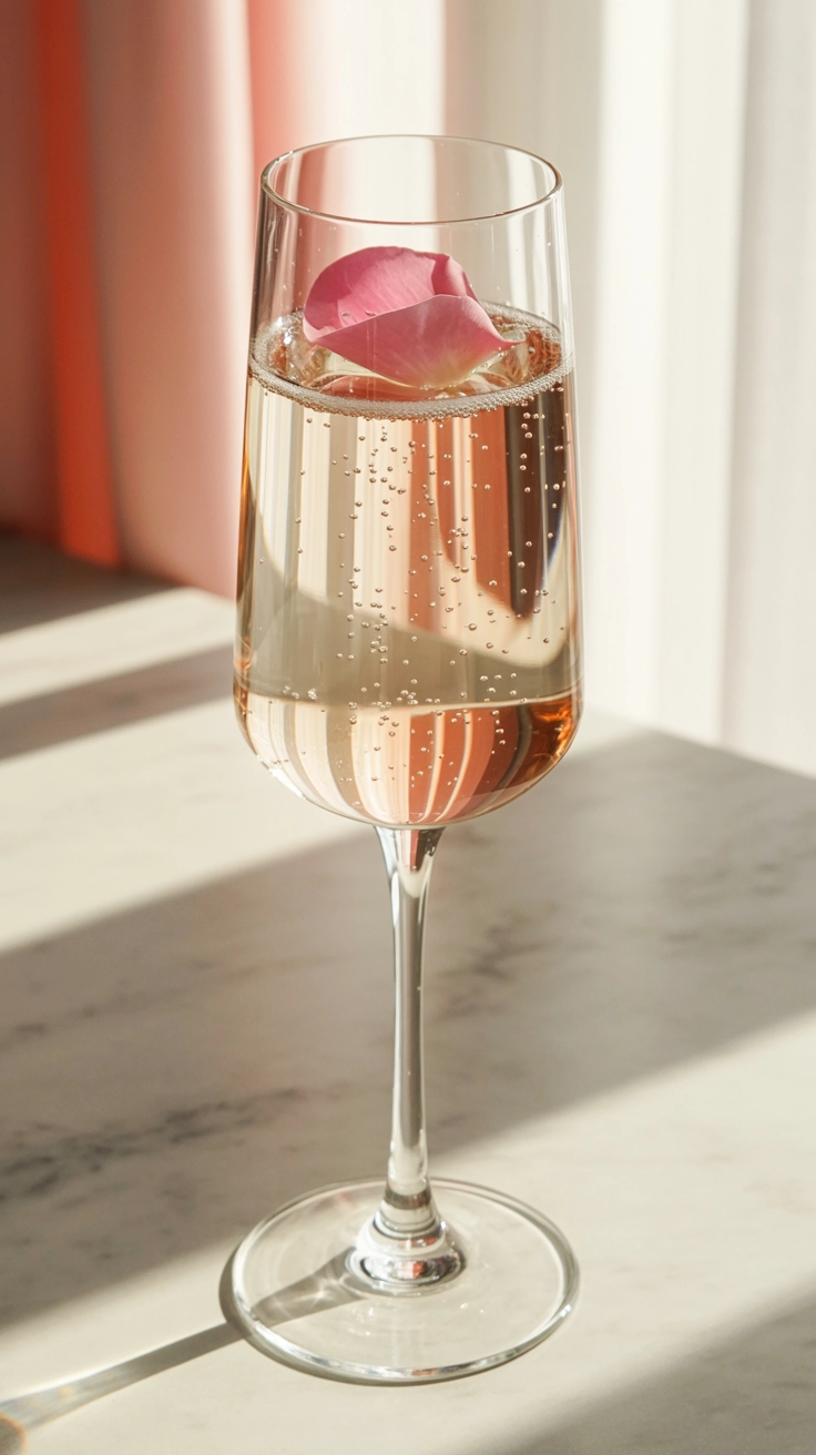 10 Refreshing Spring Drink Recipes Everyone Will Love 7 Light pink floral spritzer in a tall flute.