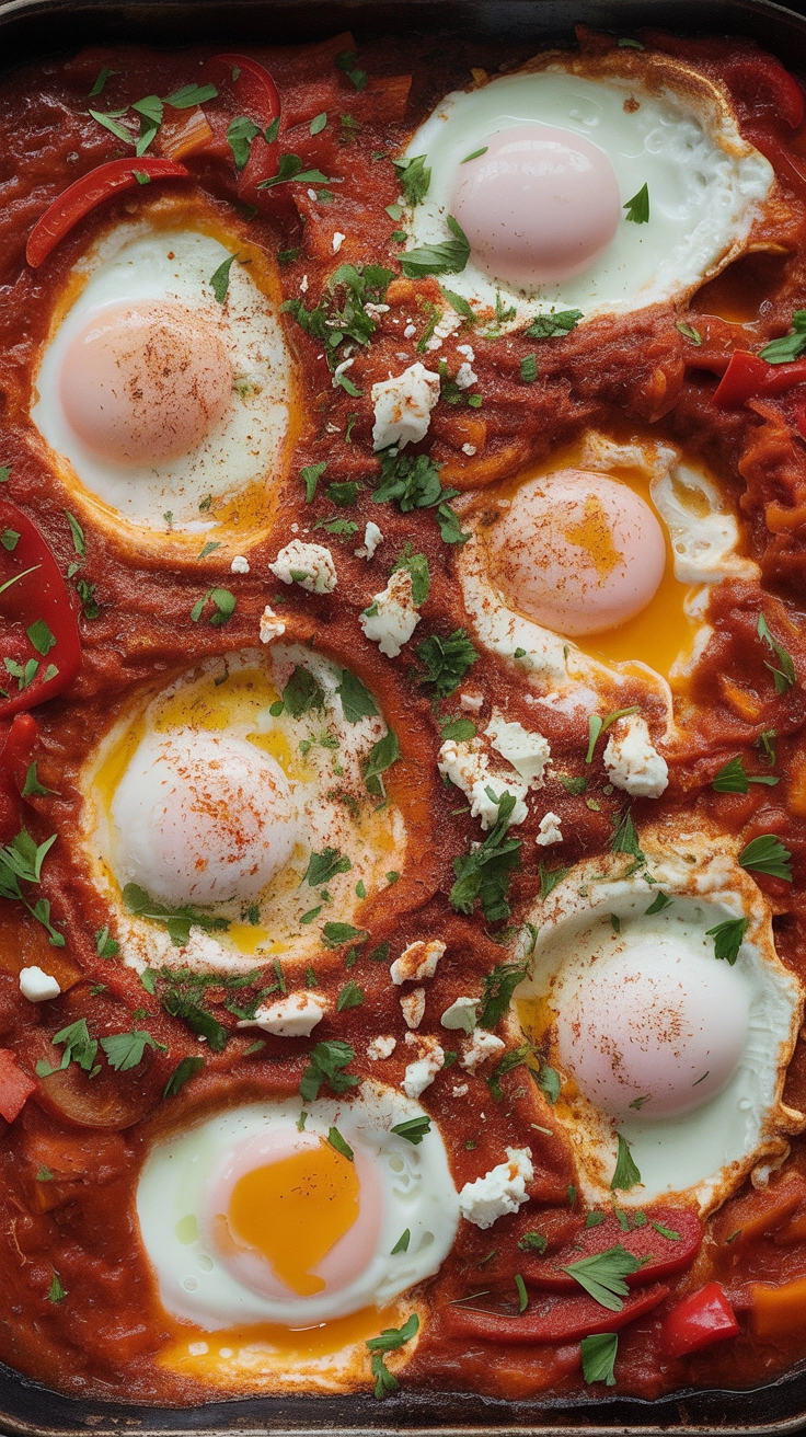 Easy sheet pan shakshuka for large groups.